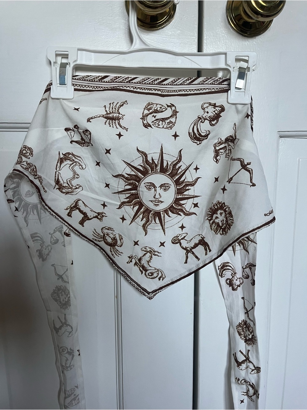 SHEIN White and Brown Zodiac Print Bandana Tube Top